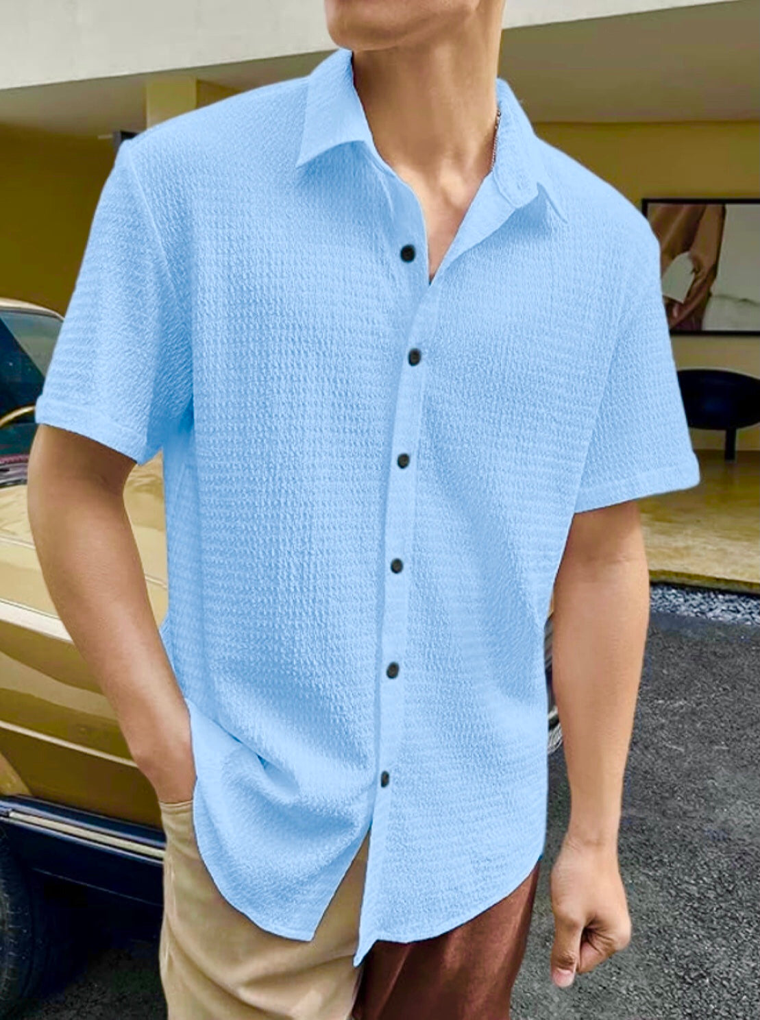TEXTURED CUBAN COLLAR SHIRTS