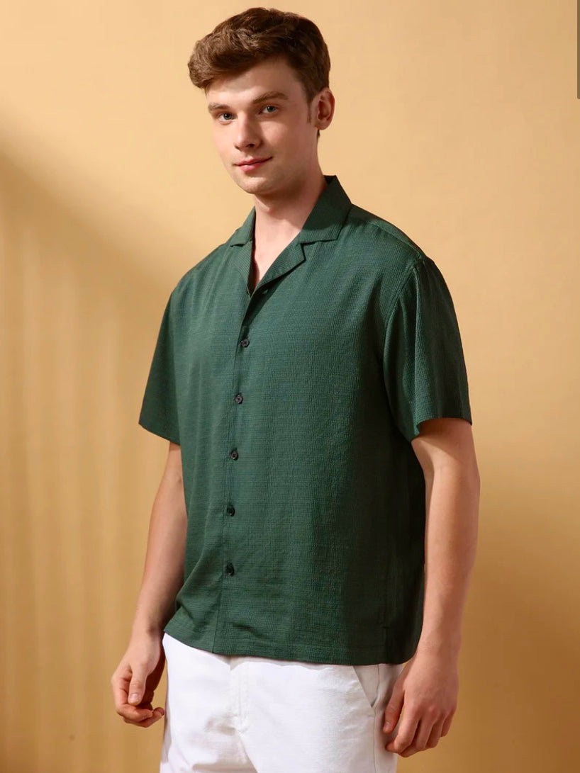 TEXTURED CUBAN COLLAR SHIRTS