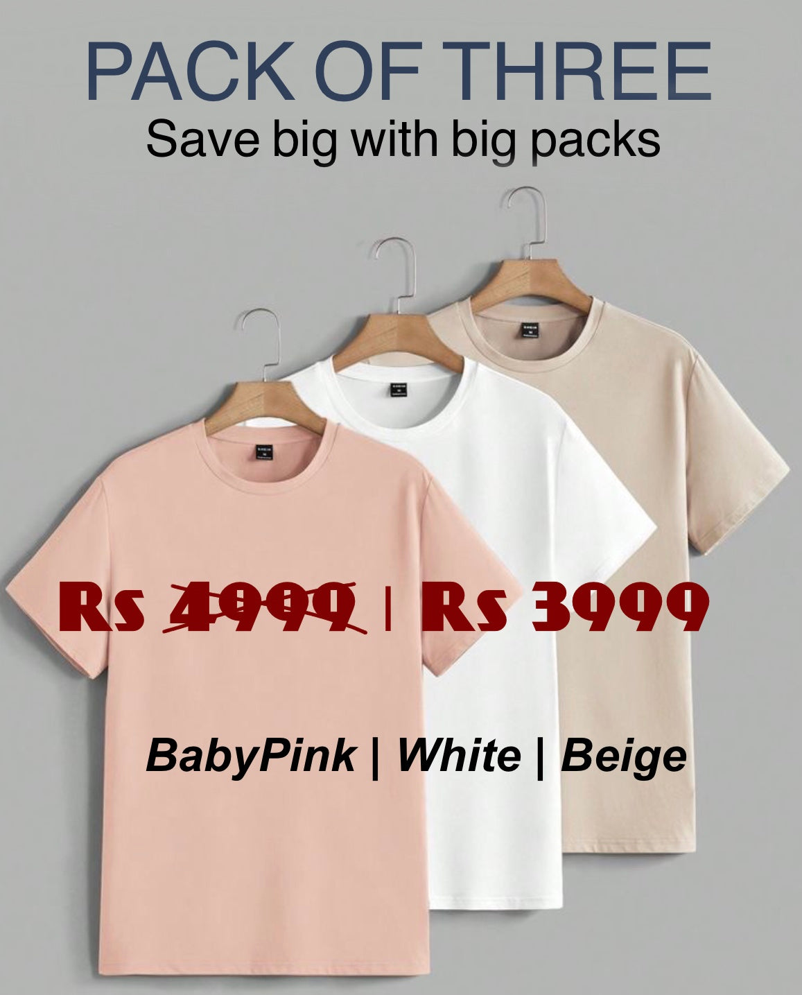 COMBO PACK OF 3 - OVERSIZED PLAIN UNISEX TEES