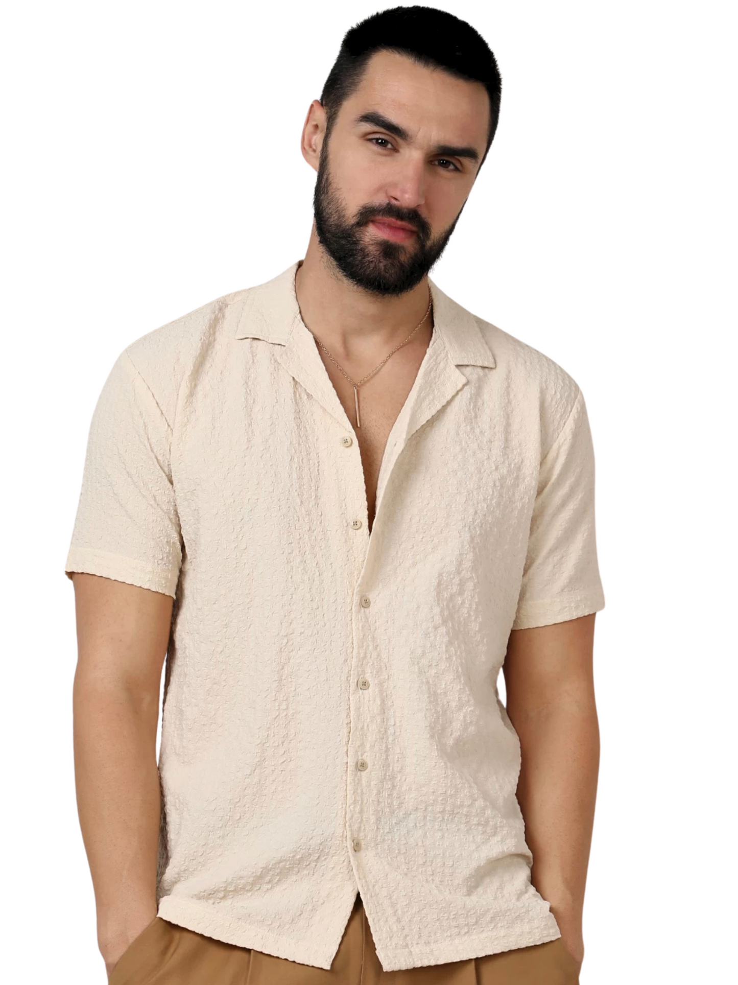 TEXTURED CUBAN COLLAR SHIRTS