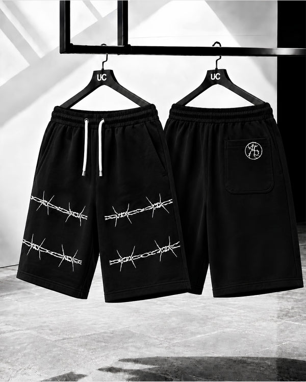 HEAT WAVE  SHORTS - BARBED WIRE - BLACK