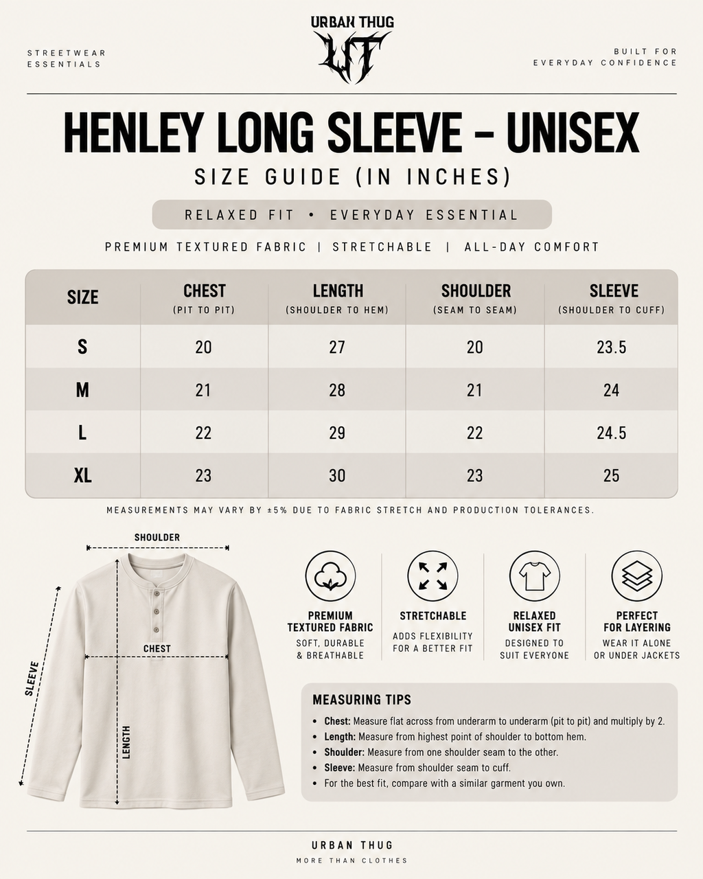 TRIPLE PACK HENLEY – UNISEX