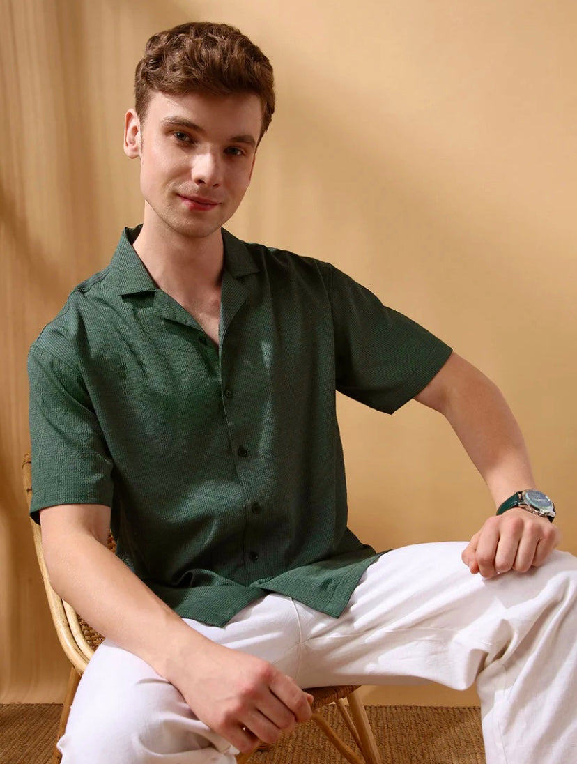 TEXTURED CUBAN COLLAR SHIRTS