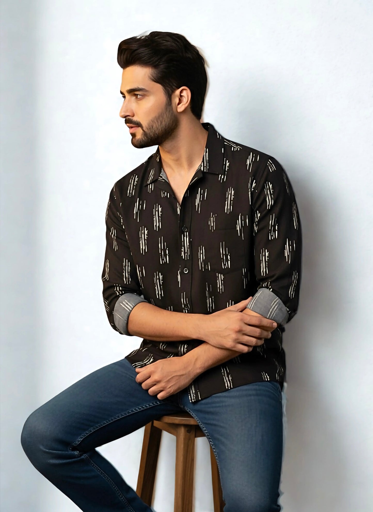 BLACK LEOPARD PRINTED SHIRT