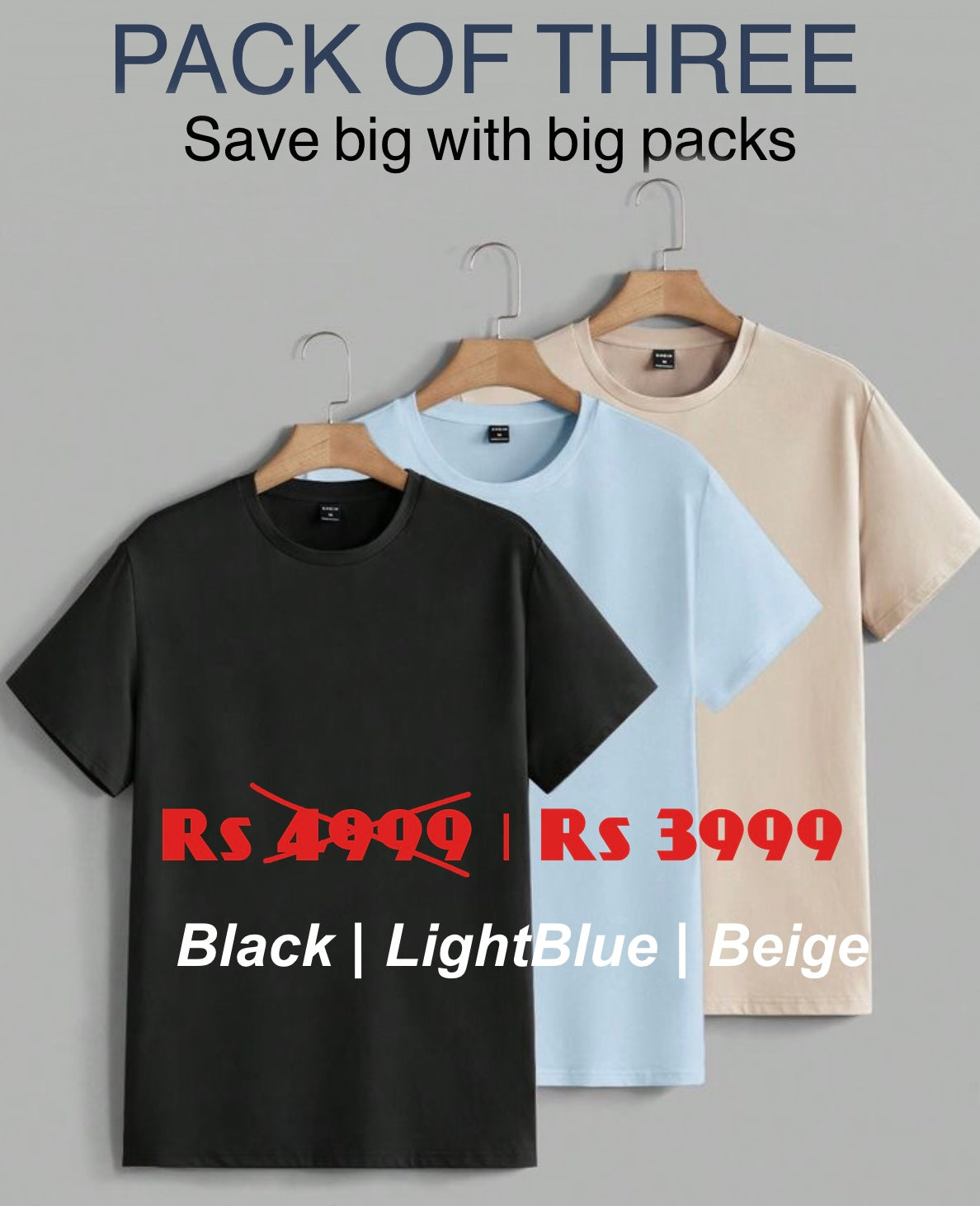 COMBO PACK OF 3 - OVERSIZED PLAIN UNISEX TEES