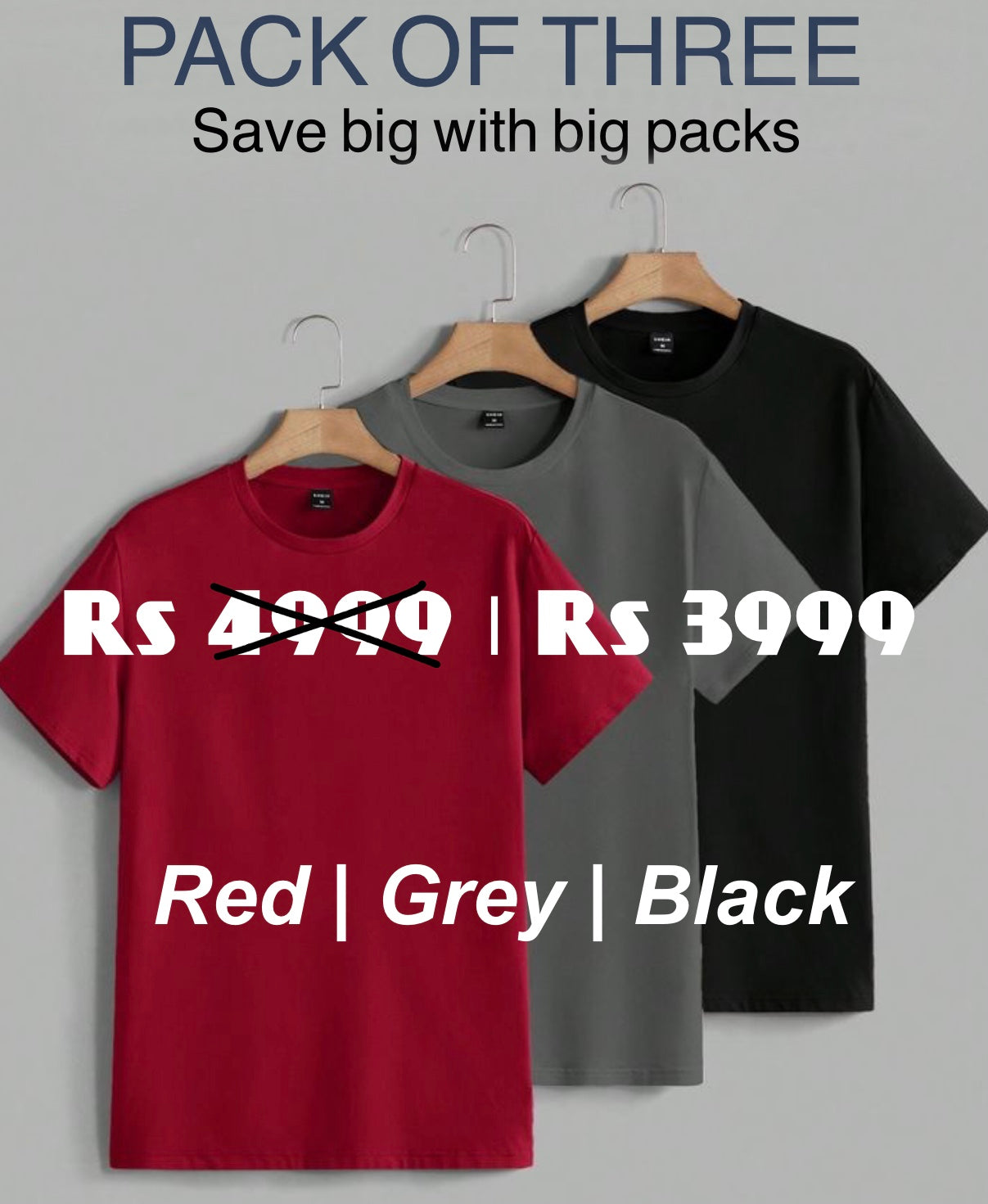 COMBO PACK OF 3 - OVERSIZED PLAIN UNISEX TEES