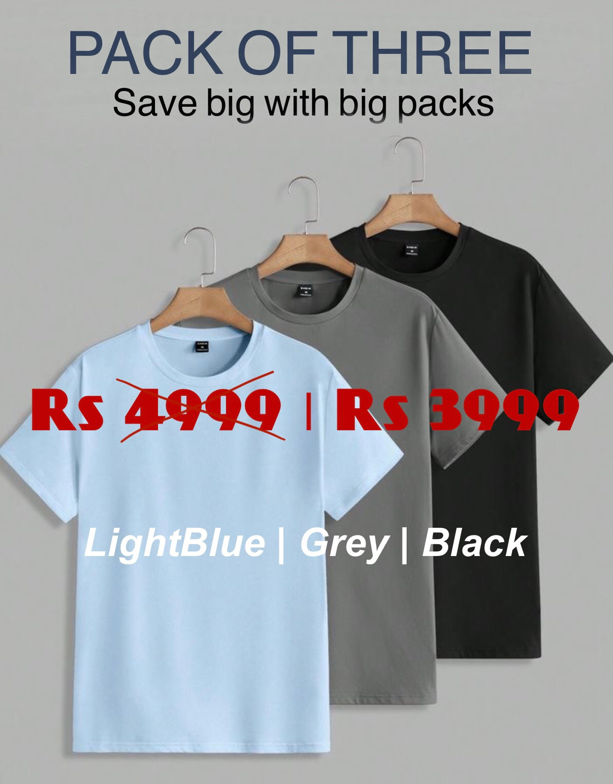 COMBO PACK OF 3 - OVERSIZED PLAIN UNISEX TEES