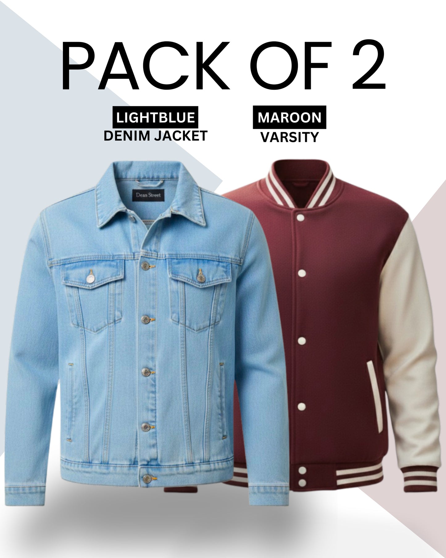 PACK OF 2 - DENIM JACKET & VARSITY COMBO