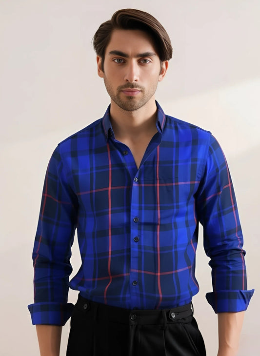 BLUE REDLINE GRID SHIRT