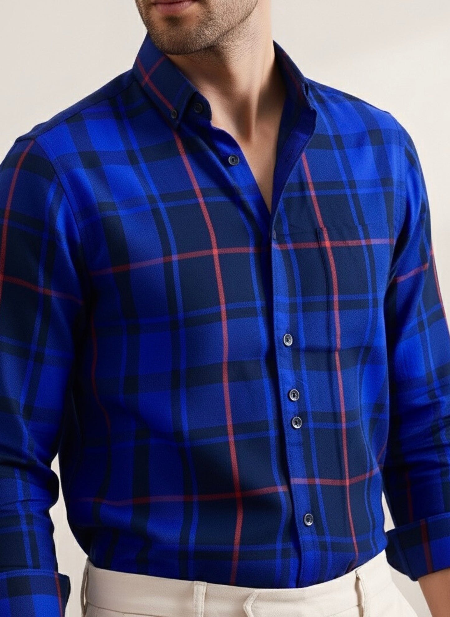 BLUE REDLINE GRID SHIRT
