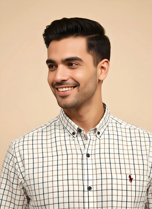 WHITE-EDGE CHECKERED SHIRT