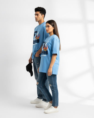 BLUE TRACK LINE UNISEX OVERSIZE TEE