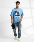 BLUE TRACK LINE UNISEX OVERSIZE TEE