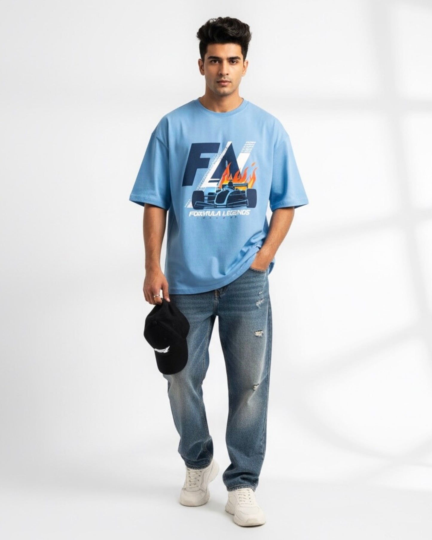 BLUE TRACK LINE UNISEX OVERSIZE TEE