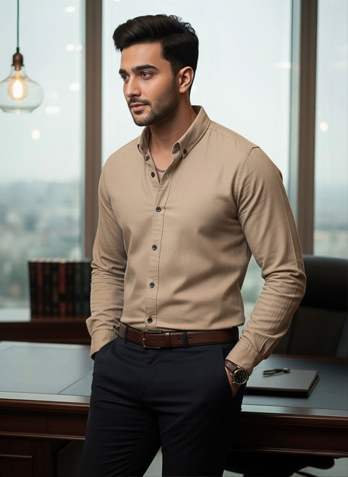 GREY PLAIN CLASSIC CASUAL SHIRT