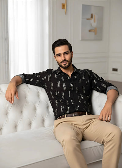 BLACK LEOPARD PRINTED SHIRT