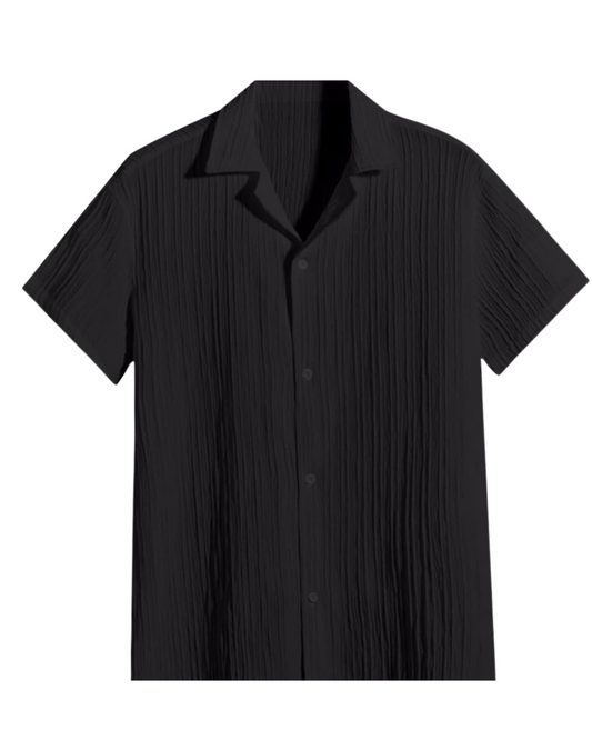 LINING TEXTURED CUBAN COLLAR SHIRT