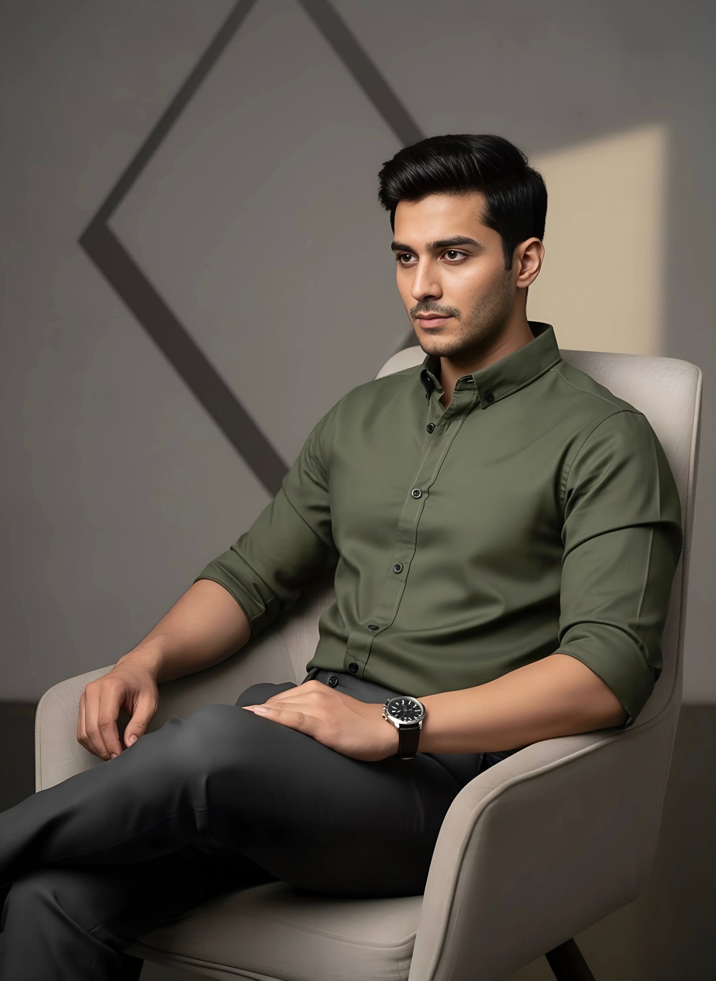 OLIVE GREEN CLASSIC PLAIN SHIRT