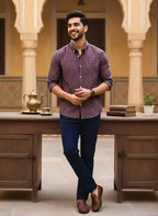 MAROON MICRO CHECKERED SHIRT