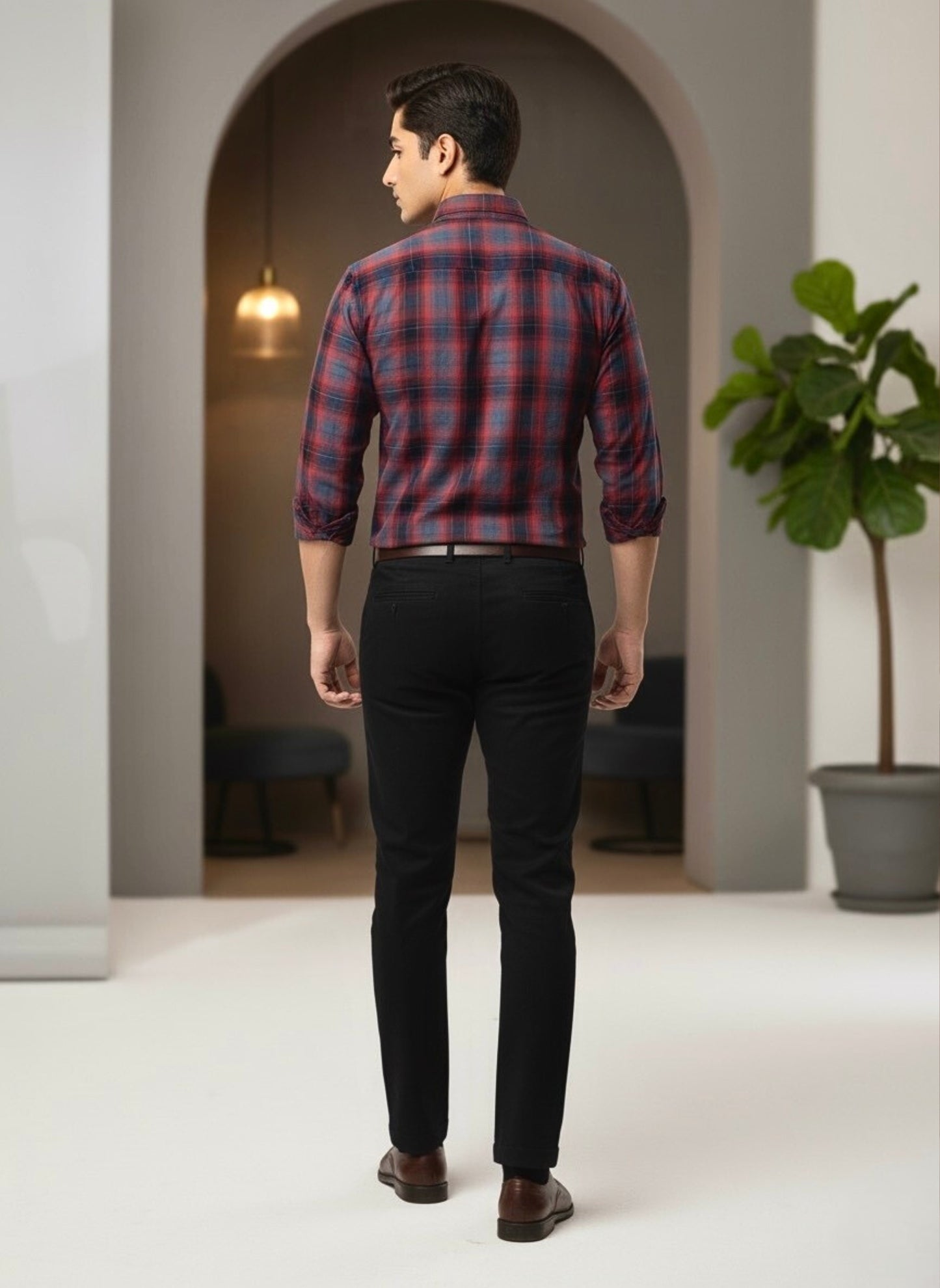 MAROON BOX CHECKERED SHIRT