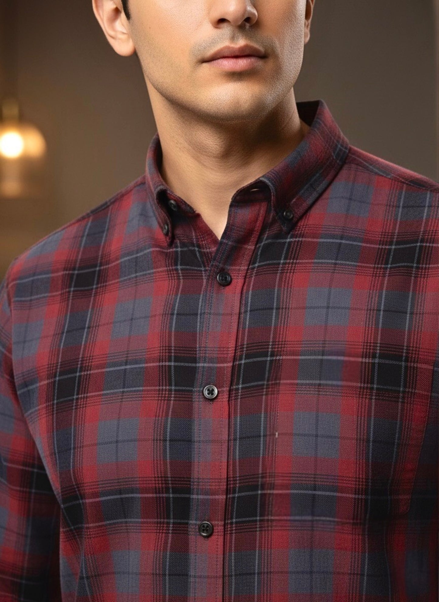 MAROON BOX CHECKERED SHIRT