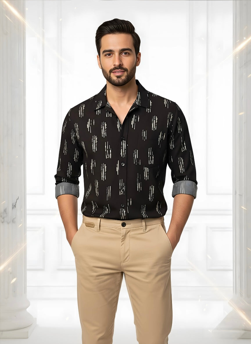 BLACK LEOPARD PRINTED SHIRT