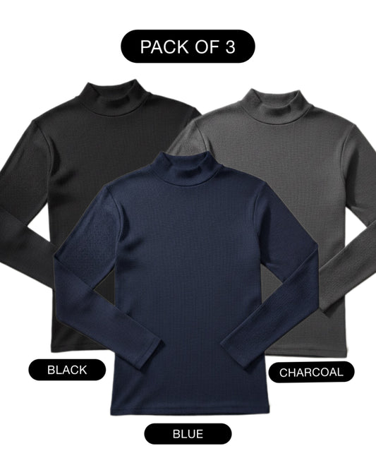 PACK OF 3 RIBBED KNIT HIGHNECK - UNISEX