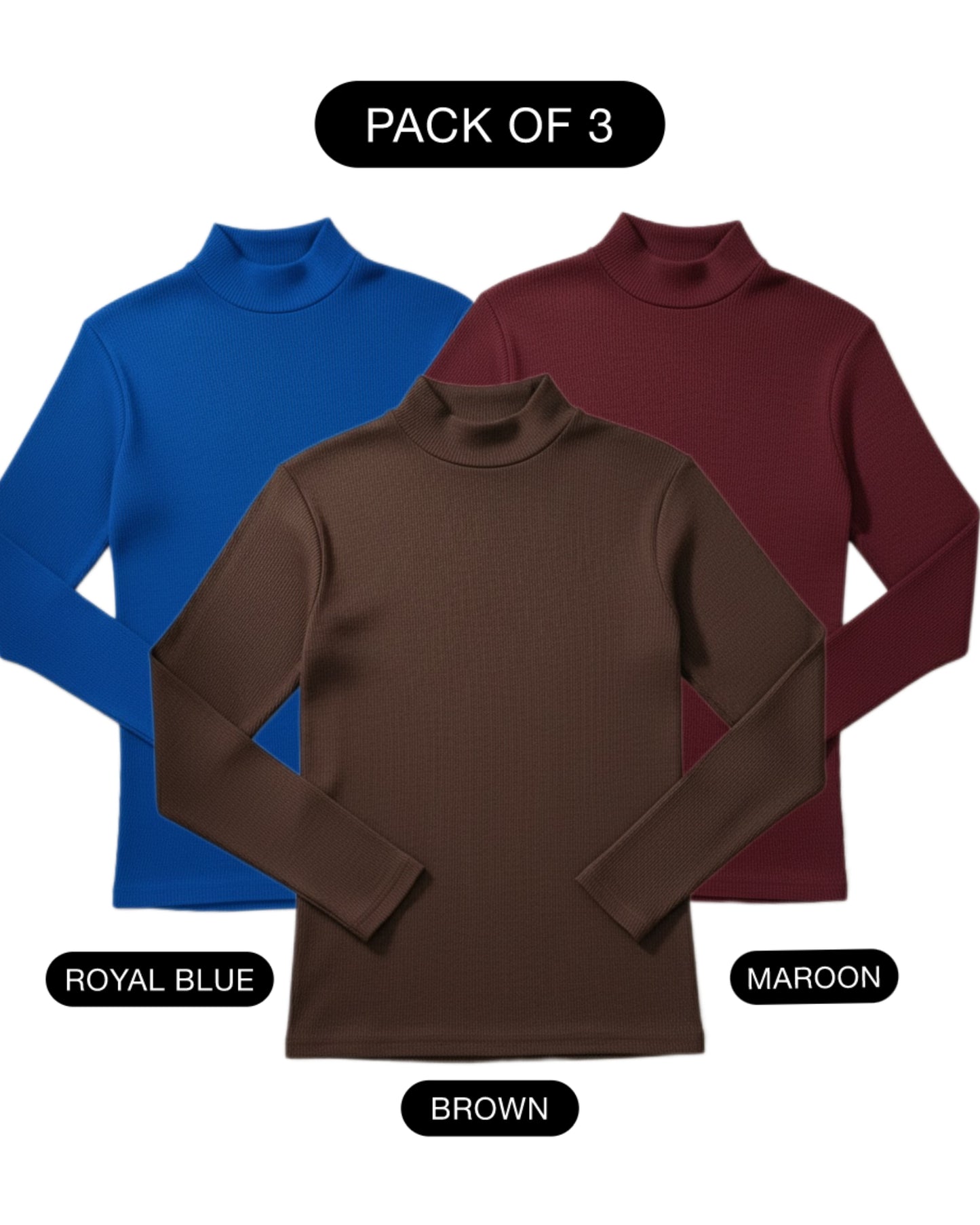 PACK OF 3 RIBBED KNIT HIGHNECK - UNISEX