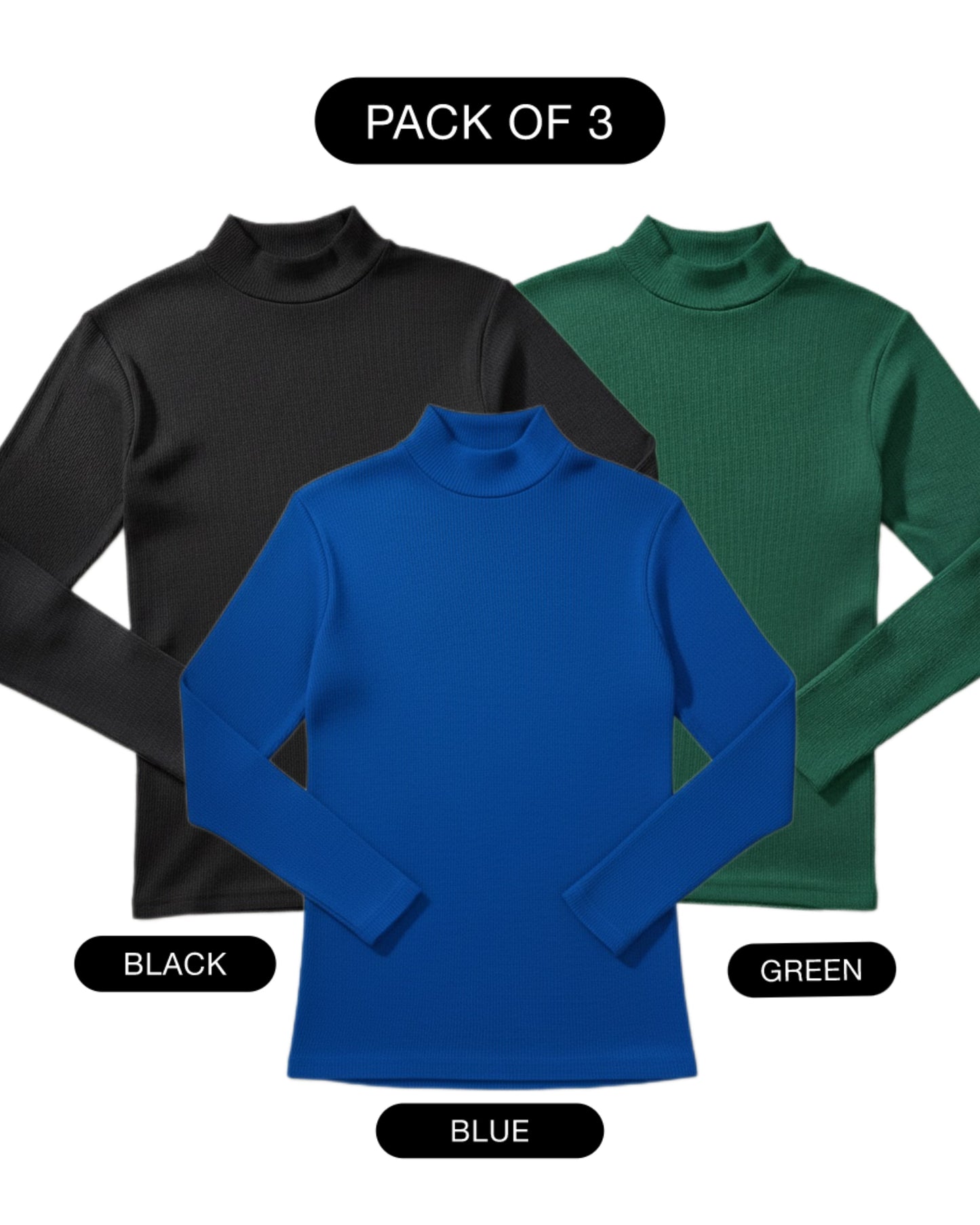 PACK OF 3 RIBBED KNIT HIGHNECK - UNISEX